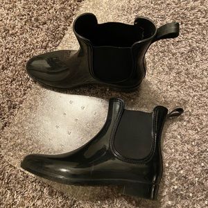 Black rain boots